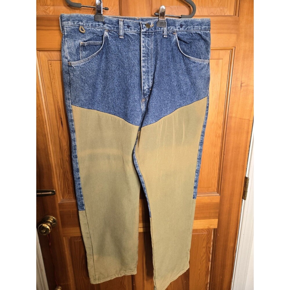 Vintage Cowboy Wrangler Jeans Men's 40x30 Made In Usa Brush Guard Denim (38x29)